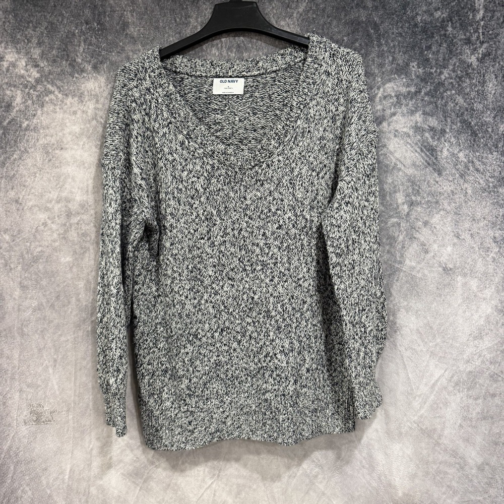 Old Navy Women's Small Tunic Sweater Gray V Neck Long Sleeve Loose Oversized